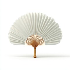 Elegant White Handheld Folding Fan with Bamboo Frame Isolated on White Background Perfect for Summer Designs