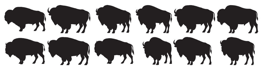bison silhouette white background