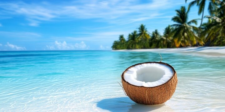 Stunning Summer Paradise on an Exotic Tropical Beach with Crystal Clear Seawater and Palm Trees
