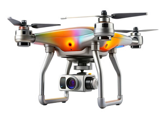  Drone with enclosed fuselage and side-mounted thermal imaging camera isolated on a white background. ,PNG.AI Generated.