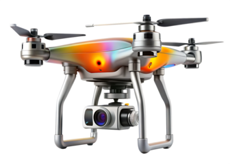  Drone with enclosed fuselage and side-mounted thermal imaging camera isolated on a white background. ,PNG.AI Generated.