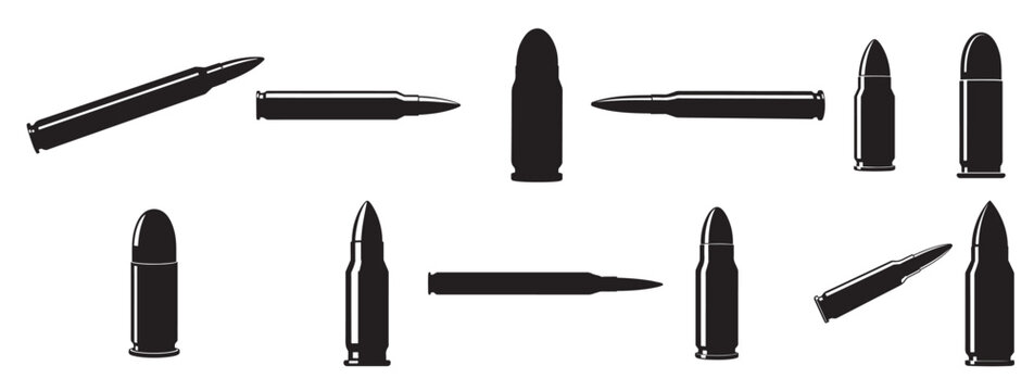 bullets silhouette white background