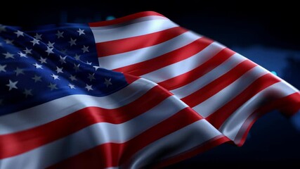 American flag United States stars stripes red white blue fabric waving patriotism labor market report discussion financial data background economy - Powered by Adobe