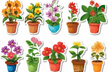 Fototapeta premium Set of potted flowers