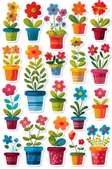 Set of potted flowers