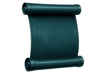 Teal scroll unfurling, revealing blank parchment ready for text or design, isolated on transparent background, ideal for announcements or invitations