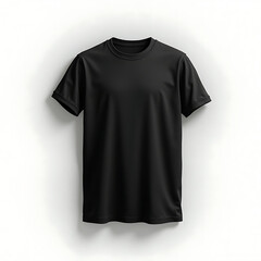 Classic Black T-Shirt Mockup Simple Design on White Background for Versatile Apparel Styling