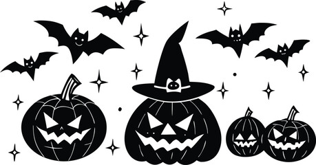 Fototapeta premium Whimsical Halloween Graphic Collection with Various Spooky Elements and Characters