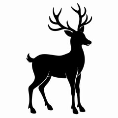 Reindeer vector clean black silhouette design white background