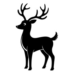 Reindeer vector clean black silhouette design white background