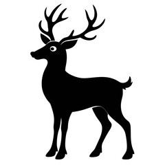 Reindeer vector clean black silhouette design white background