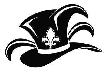 Jester Hat Silhouette with Fleurdelis Emblem on a White Background