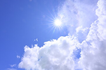 太陽と青空が美しい背景