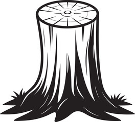 Tree Stump Icon in Black | Vector Silhouette Clipart Design