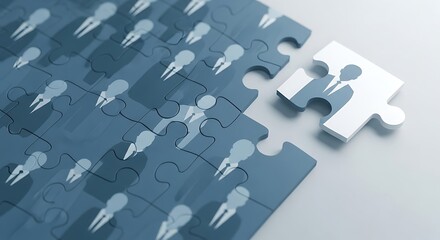 Teamwork Puzzle Piece Representing Human Resources.