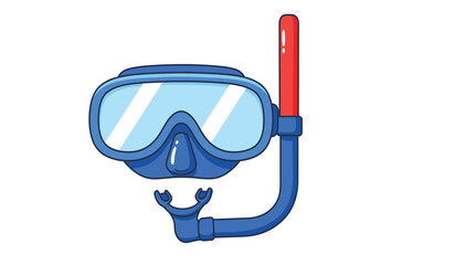 A vibrant blue diving mask with a red snorkel attached perfect for underwater exploration and summer beach activities