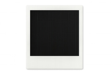 Classic white instant photo frame with a black empty space, isolated on a transparent background, ready for your image