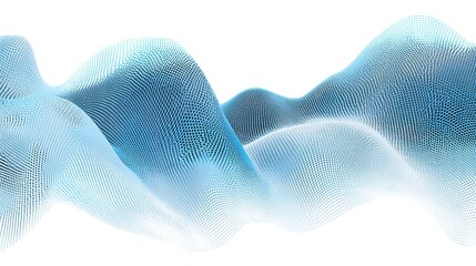 Abstract, flowing, light-blue mesh waves on white background