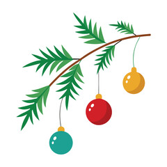 Set of christmas fir tree branch vector illustration on white background.