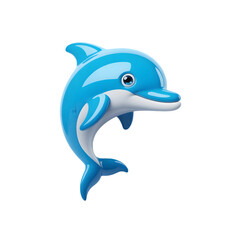 A cute blue dolphin isolated on transparent background