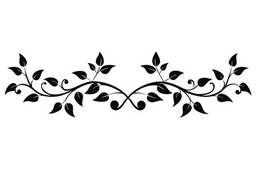 Symmetrical Floral Branch Design, with Curlicues on White