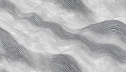 Abstract design showcasing a dynamic interplay of wavy lines in shades of gray and white.