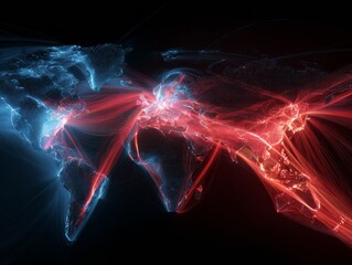 Global network connections visualized with light trails