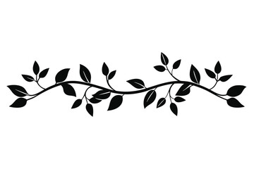 Elegant Black Vine Silhouette With Leaves On A White Background Decorative