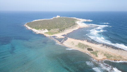 Sicily from above – golden sands and turquoise waters shaping nature’s own artwork along the...