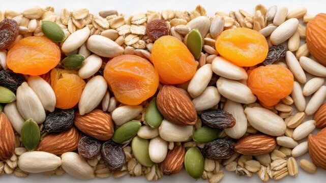 Healthy Snack Mix Featuring Nuts, Seeds, Dried Fruits for Energy Boosts and Wellness