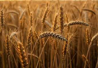 Fototapeta premium Close up of ripe, golden wheat in a field.