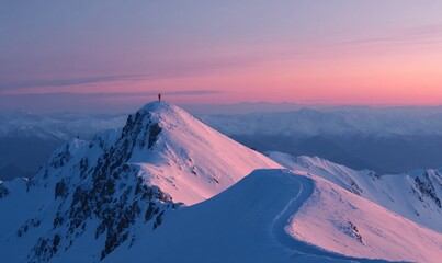 A photograph of the top of a snowy mountain, generation AI 