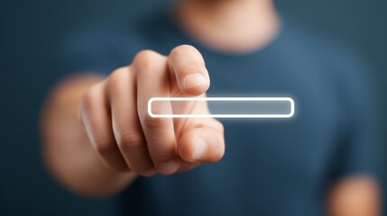 Interactive display, person engaging with touch screen technology in modern setting.