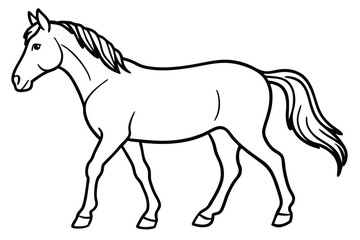 Horse Outline Drawing Elegant Equestrian Stance with Black Lines on White Backdrop