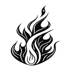 Elegant tribal flame vector with flowing curves and dot accents in bold black. Perfect for tattoos, logos, or fire-themed creative projects. Ideal for dynamic, artistic, and decorative visuals.
