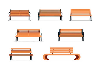 Collection of Outdoor Wooden Park Benches Various Styles and Designs for Public Spaces