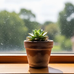 Sucuclent plant in a pot. Created using generative AI tools