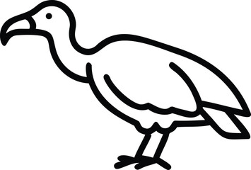 Distinct line art drawing shows ibis bird with curved beak facing left