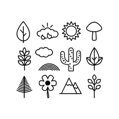 Clean Line Art Botanical & Landscape Icon Bundle