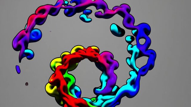 Vibrant, animated smoke illustrations in various colors set against neutral gray backdrop, creating abstract visual effect
