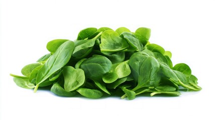 Fototapeta premium Fresh spinach leaves on white background. AI image