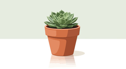 Obraz premium Isolated succulent plant in a terracotta pot, simple still life illustration