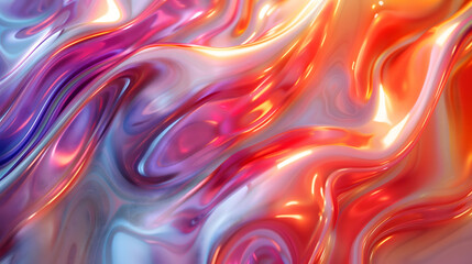 Vibrant Glossy Fluid Abstract &ndash; Iridescent Chrome and Rainbow Gradient.