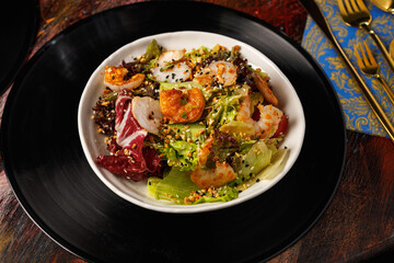 Caesar salad with croutons and parmesan