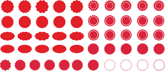 red starburst. Special offer price tag. Sale sticker sign. sunburst badges icons. Red starburst promotional badge set. shopping label
