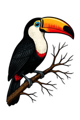 Fototapeta premium Toucan Bird On Trunk
