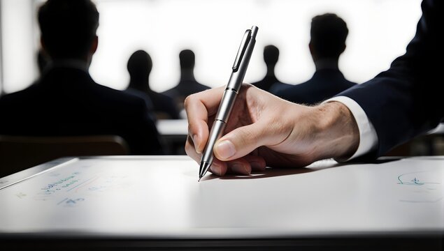 Pen poised for signature business approval document