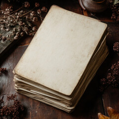 Fototapeta premium Old book placed on wooden table background