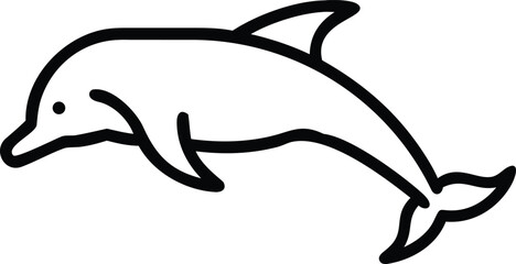 Dolphin with thick line art looks like it swims smoothly in sea
