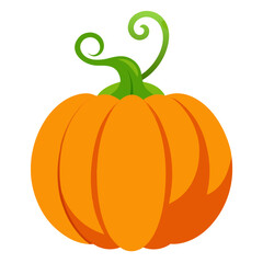 Obraz premium A bright orange pumpkin with a green stem and swirling vines